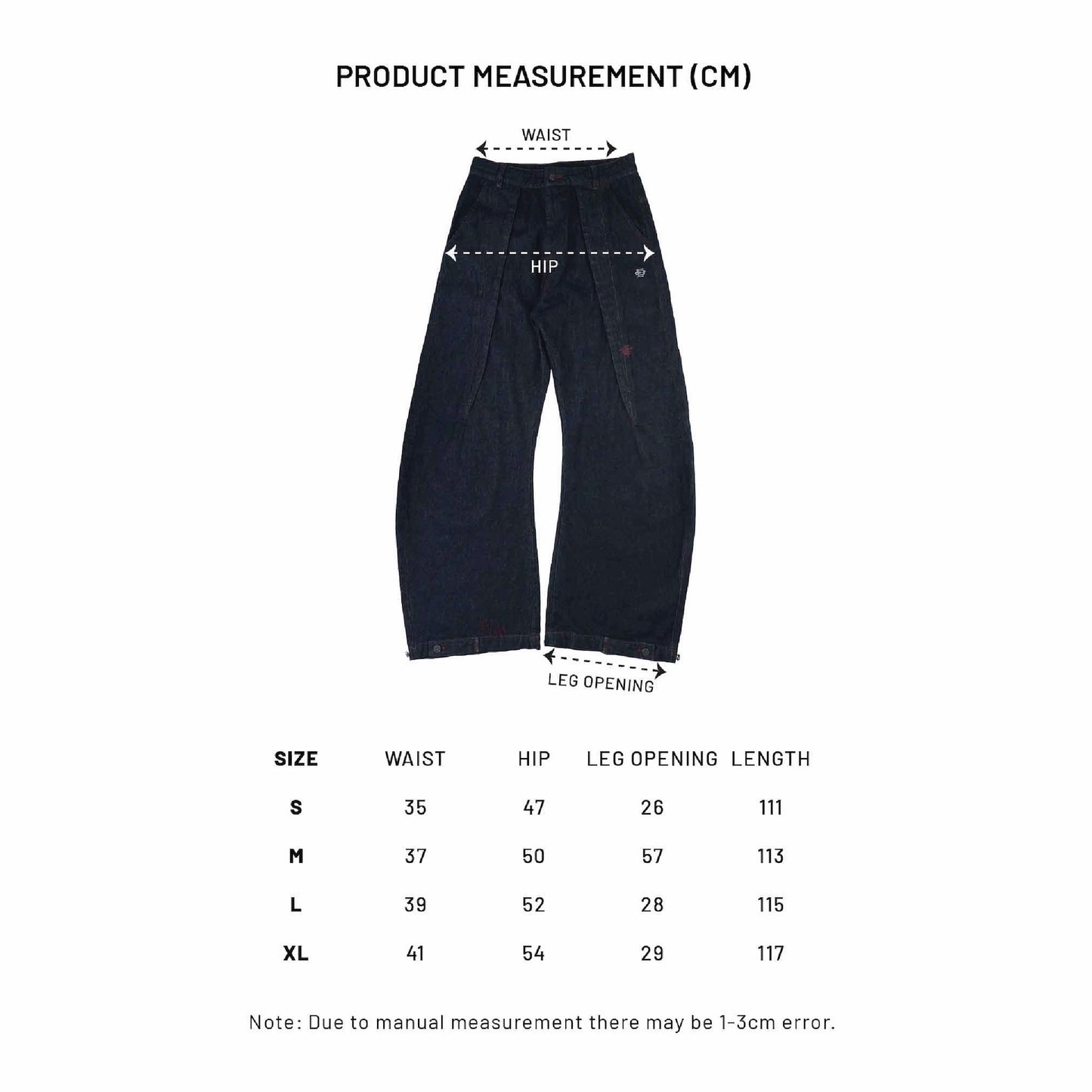 EGLAF | RU Wide Leg Denim Pants Dark Blue - SWAGANZ