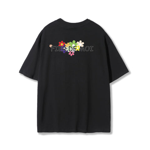 FIER DE MOI | Back Flower S/S T-Shirt Black