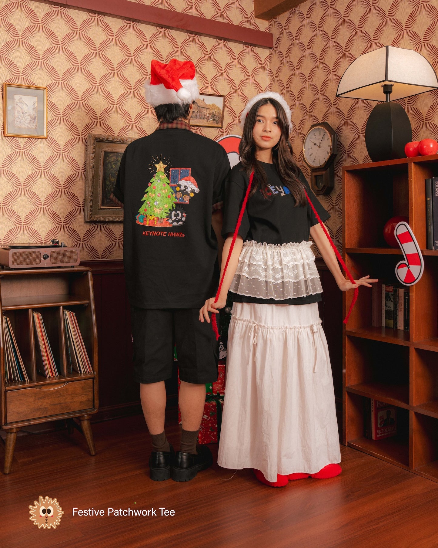 KEYNOTE | Festive Patchwork Tee Black