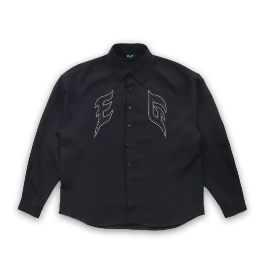 EGLAF | Sculpta EG Silver Rivet Long Sleeve Shirt Black
