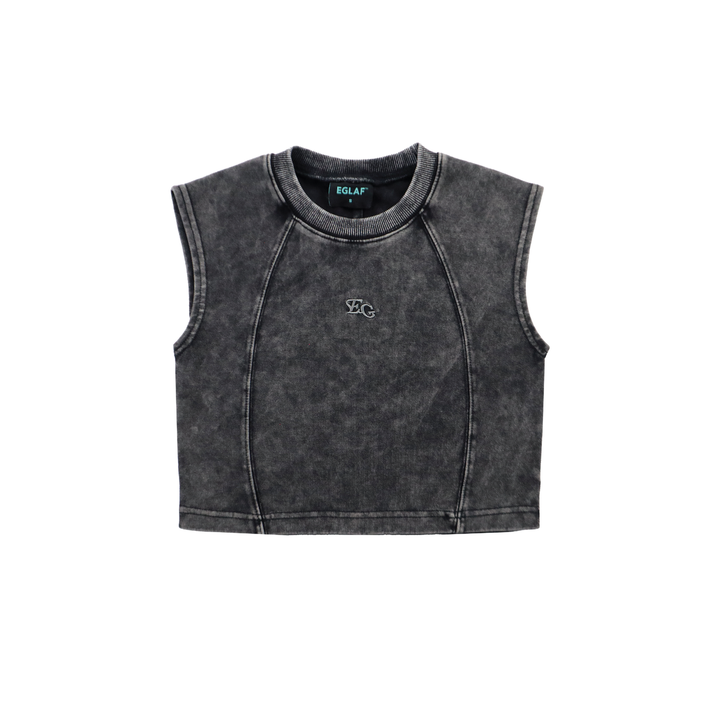 EGLAF | MV Washed Sleeves Crop Top Black