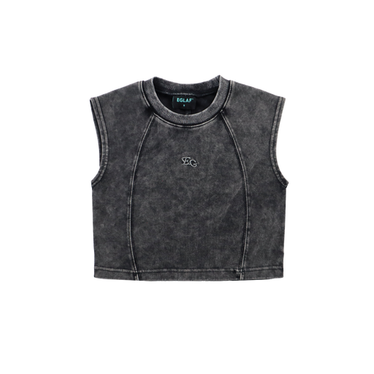 EGLAF | MV Washed Sleeves Crop Top Black