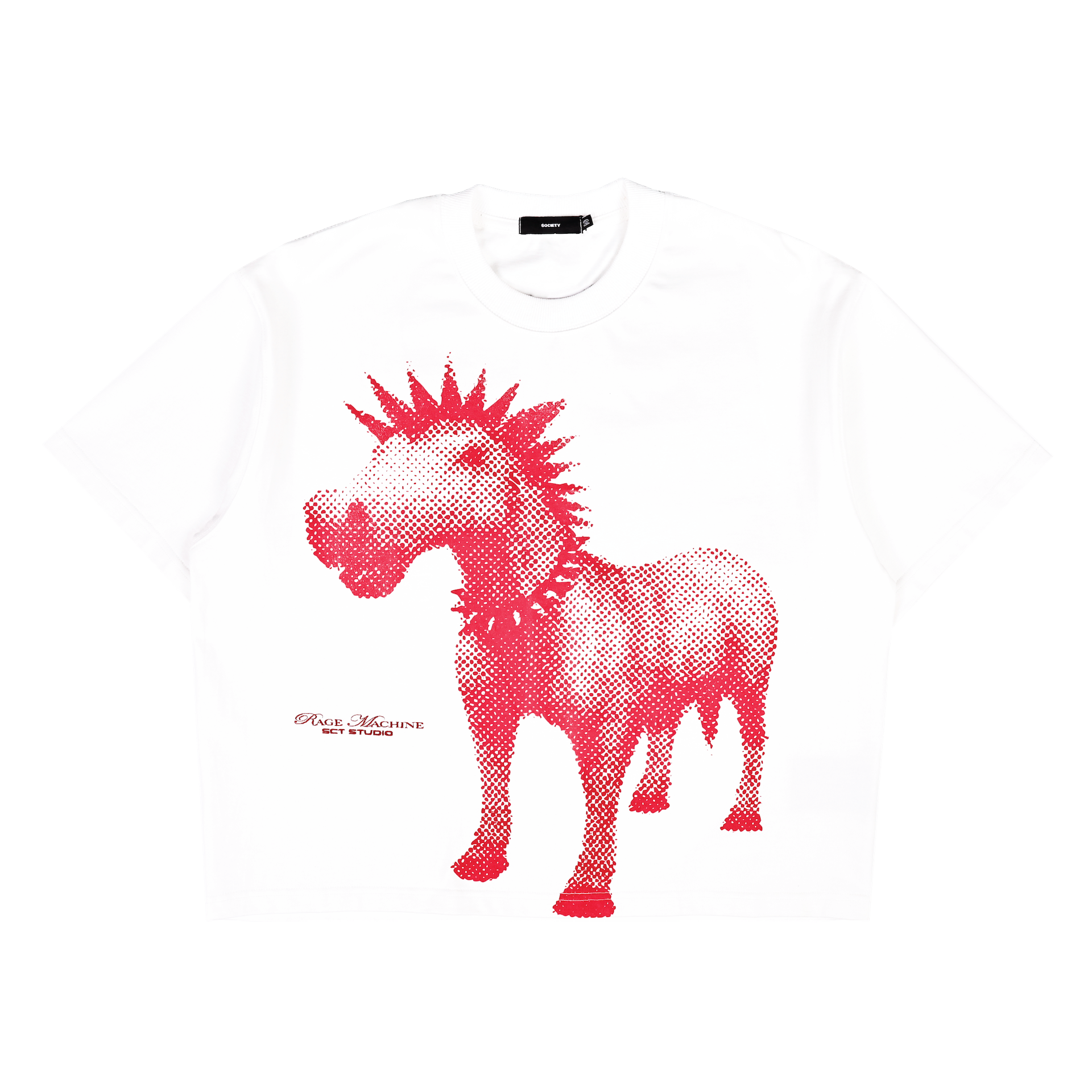 SOCIETY | Aerodyne Int Chcky Horse Tee White - SWAGANZ