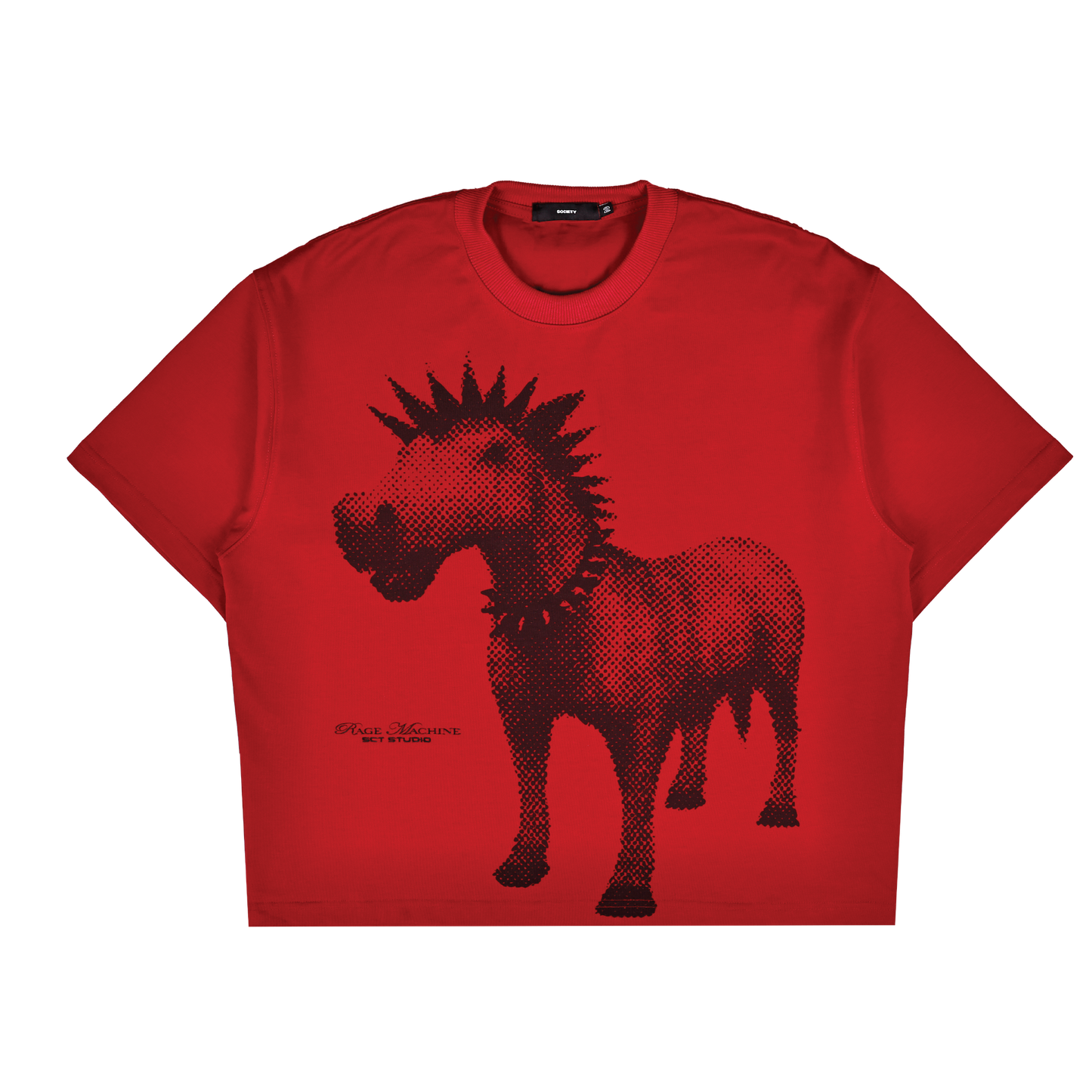 SOCIETY | Aerodyne Int Chcky Horse Tee Red - SWAGANZ