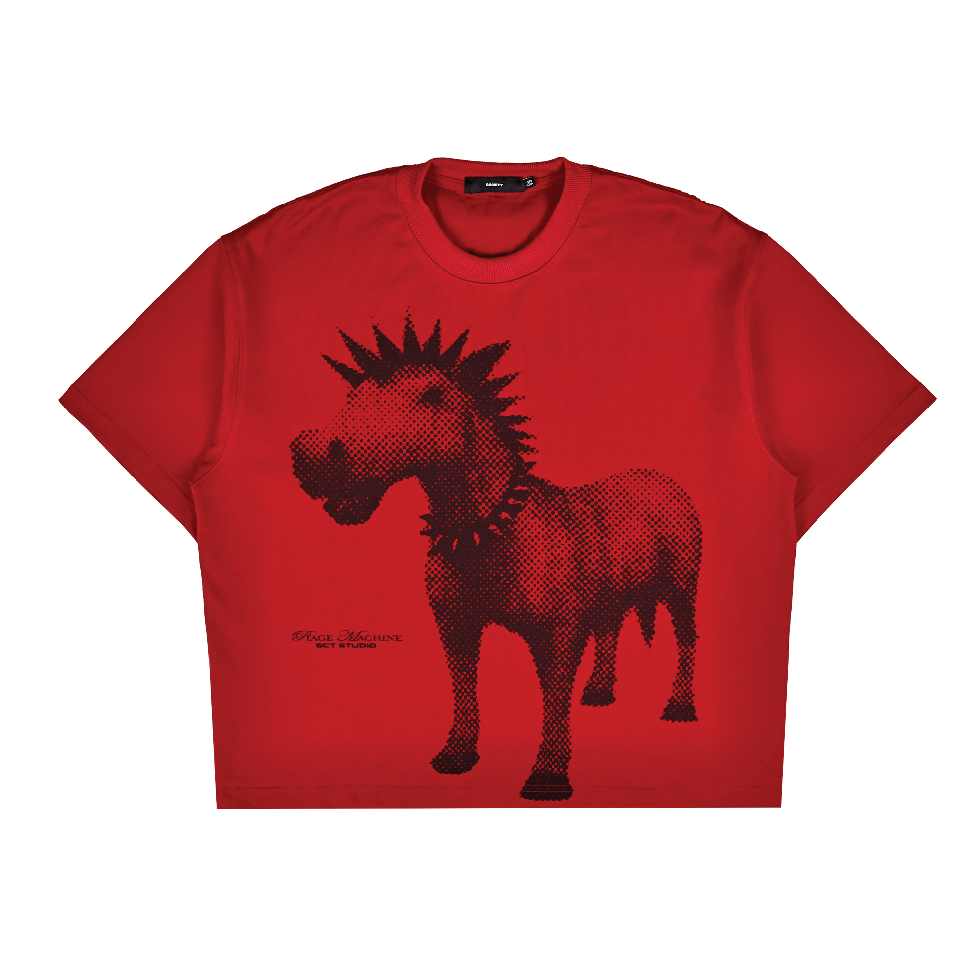 SOCIETY | Aerodyne Int Chcky Horse Tee Red - SWAGANZ