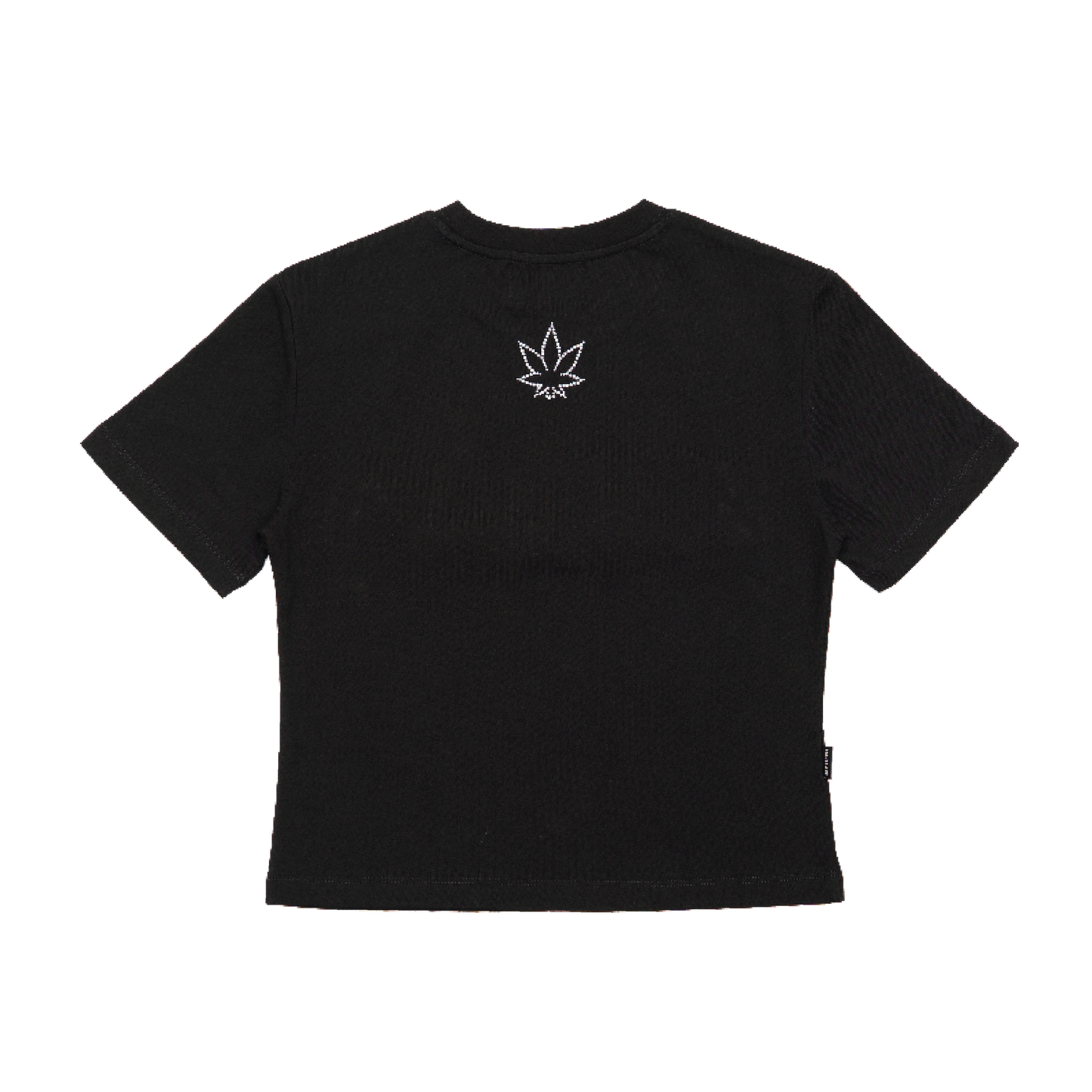 STONED |  Cursive Pearl Crop Top Black - SWAGANZ