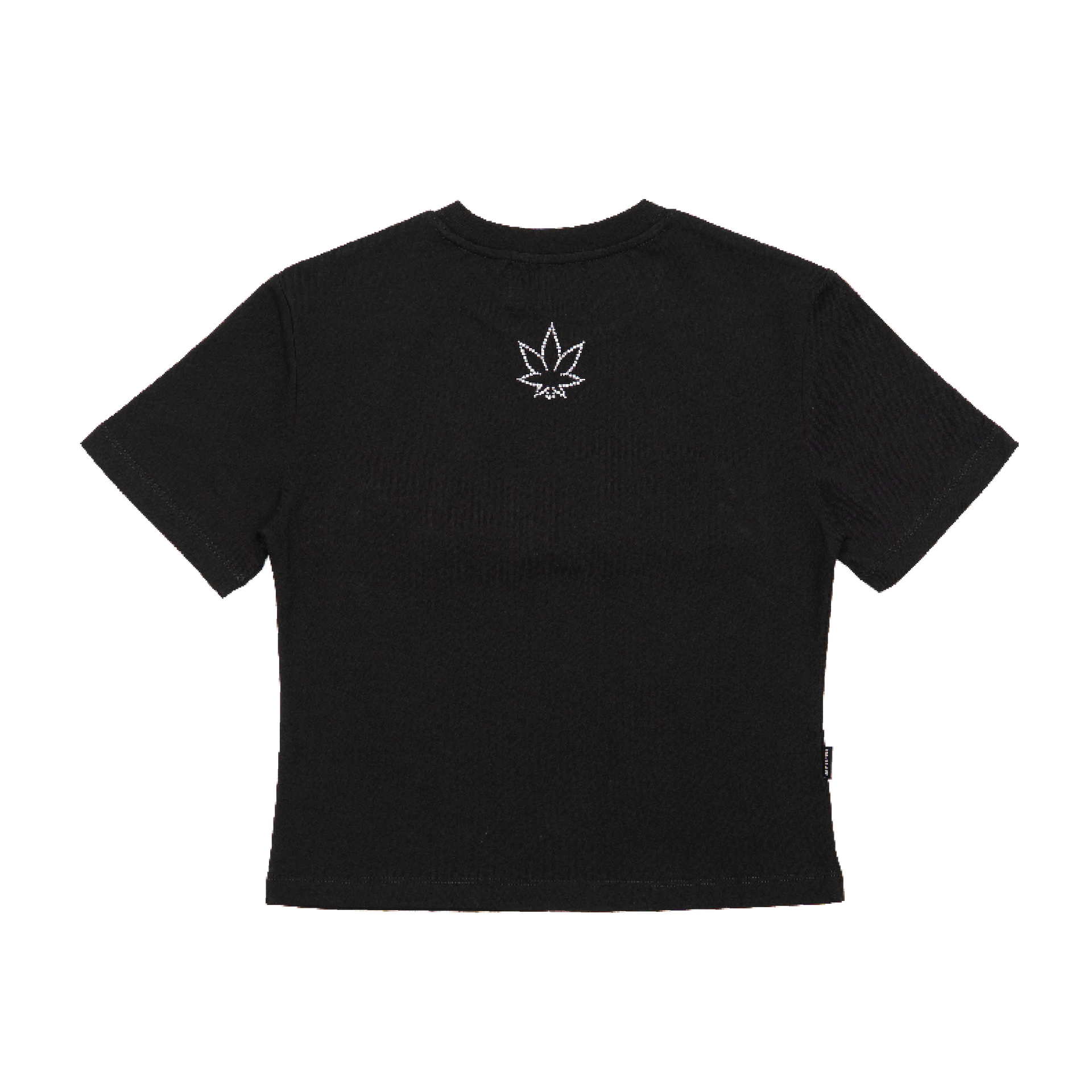 STONED |  Cursive Pearl Crop Top Black - SWAGANZ