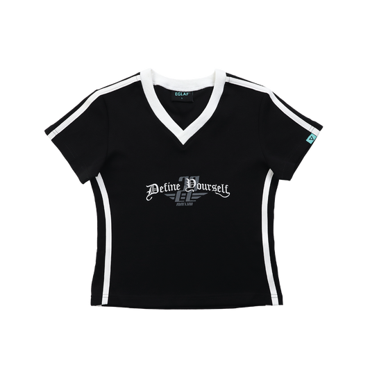 EGLAF | R//W V-neck Crop Top Black