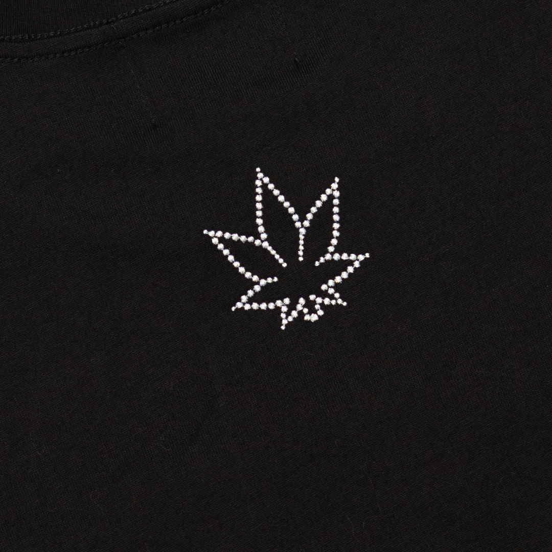 STONED |  Cursive Pearl Crop Top Black - SWAGANZ