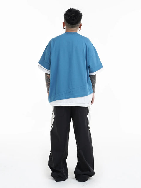 Doubleback | Folded Up Oversized T-Shirt Blue