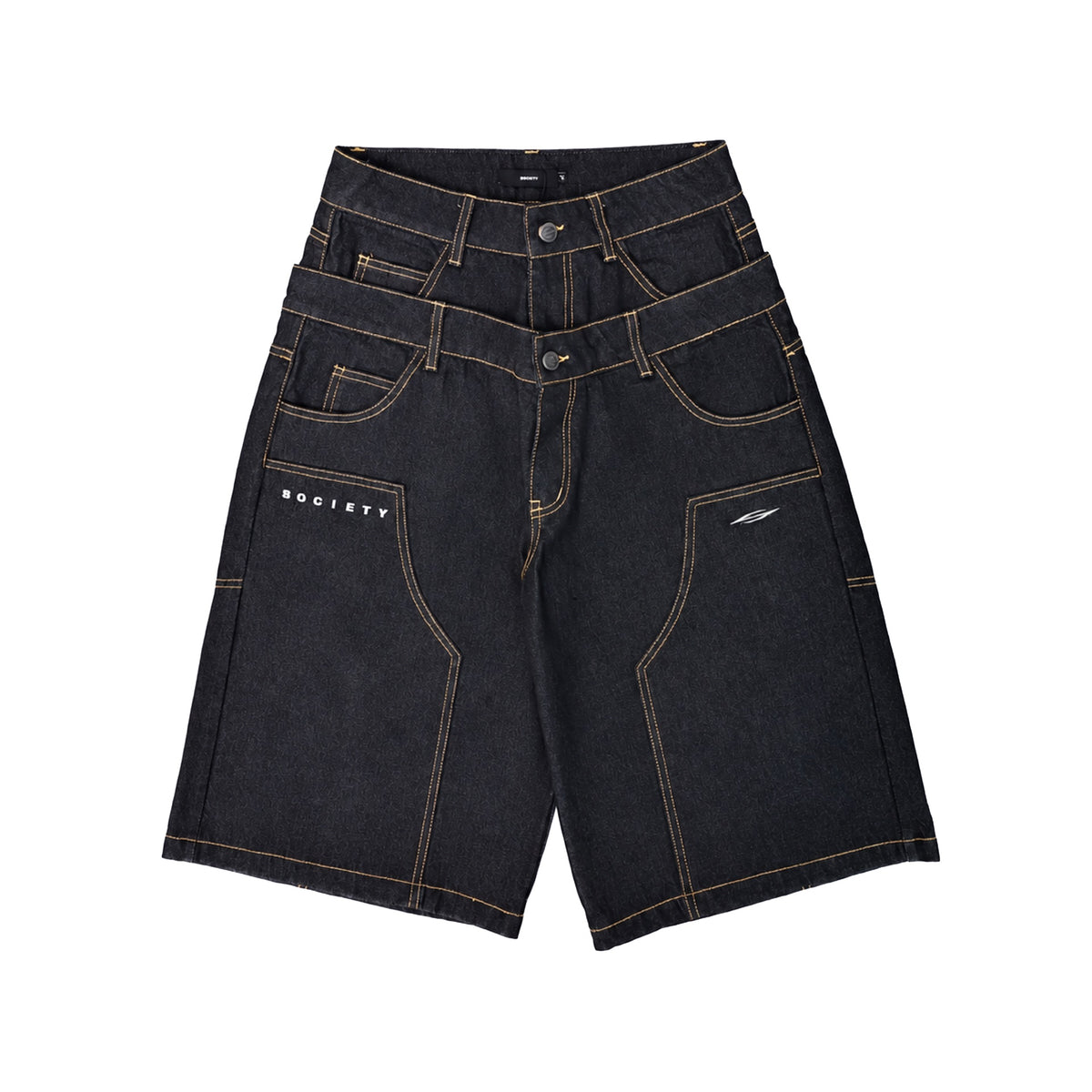 SOCIETY | Form 010 Utility Denim Shorts Black - SWAGANZ