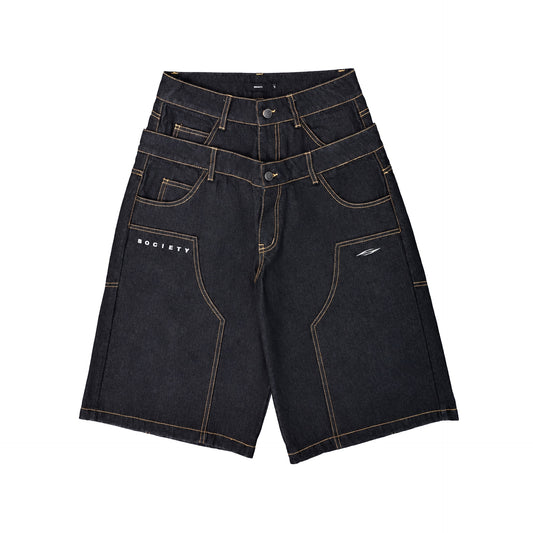 SOCIETY | Form 010 Utility Denim Shorts Black - SWAGANZ