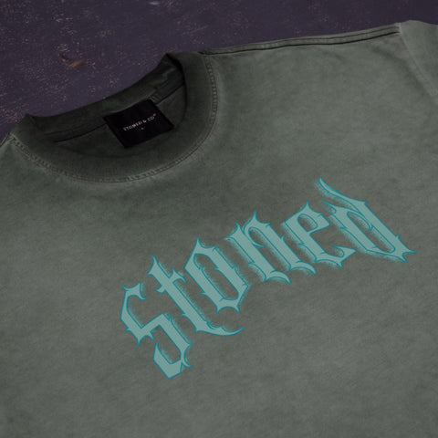 Stoned Blessed | Logo Tee Washed Green
