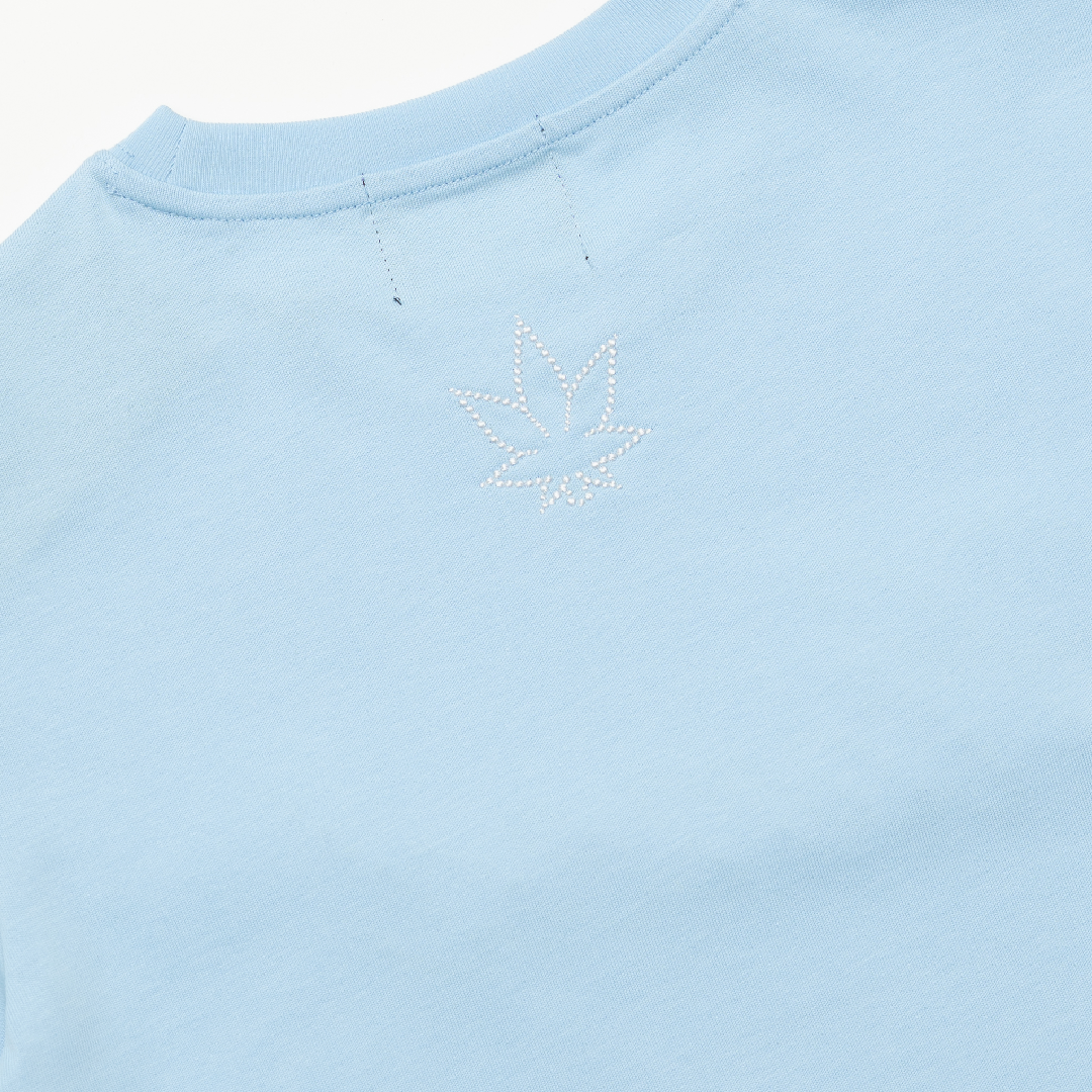 STONED |  Cursive Pearl Crop Top Blue - SWAGANZ
