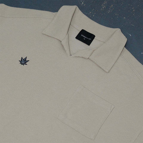 Stoned Blessed | Waffle Polo Tee Beige