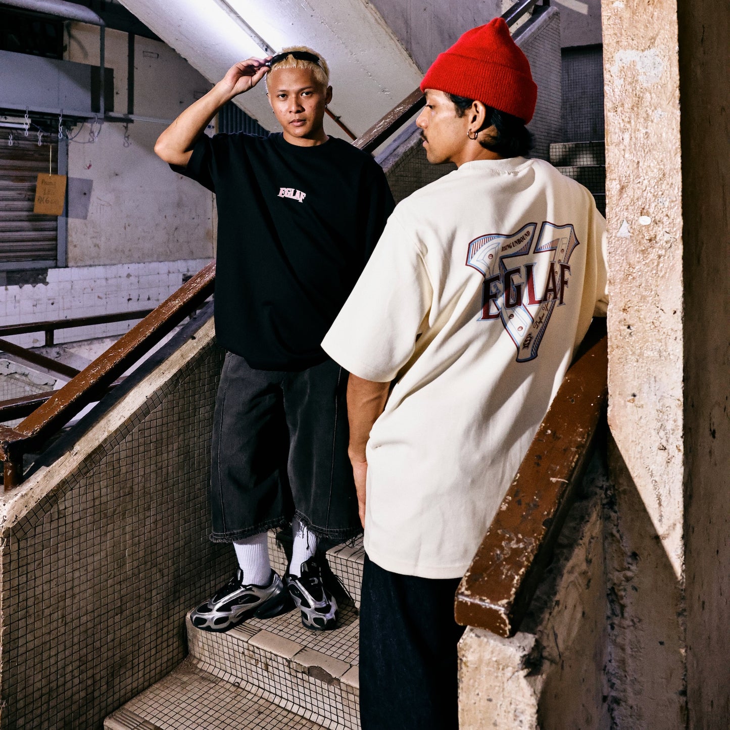 EGLAF | RU Triangle Logo Tee Cream White