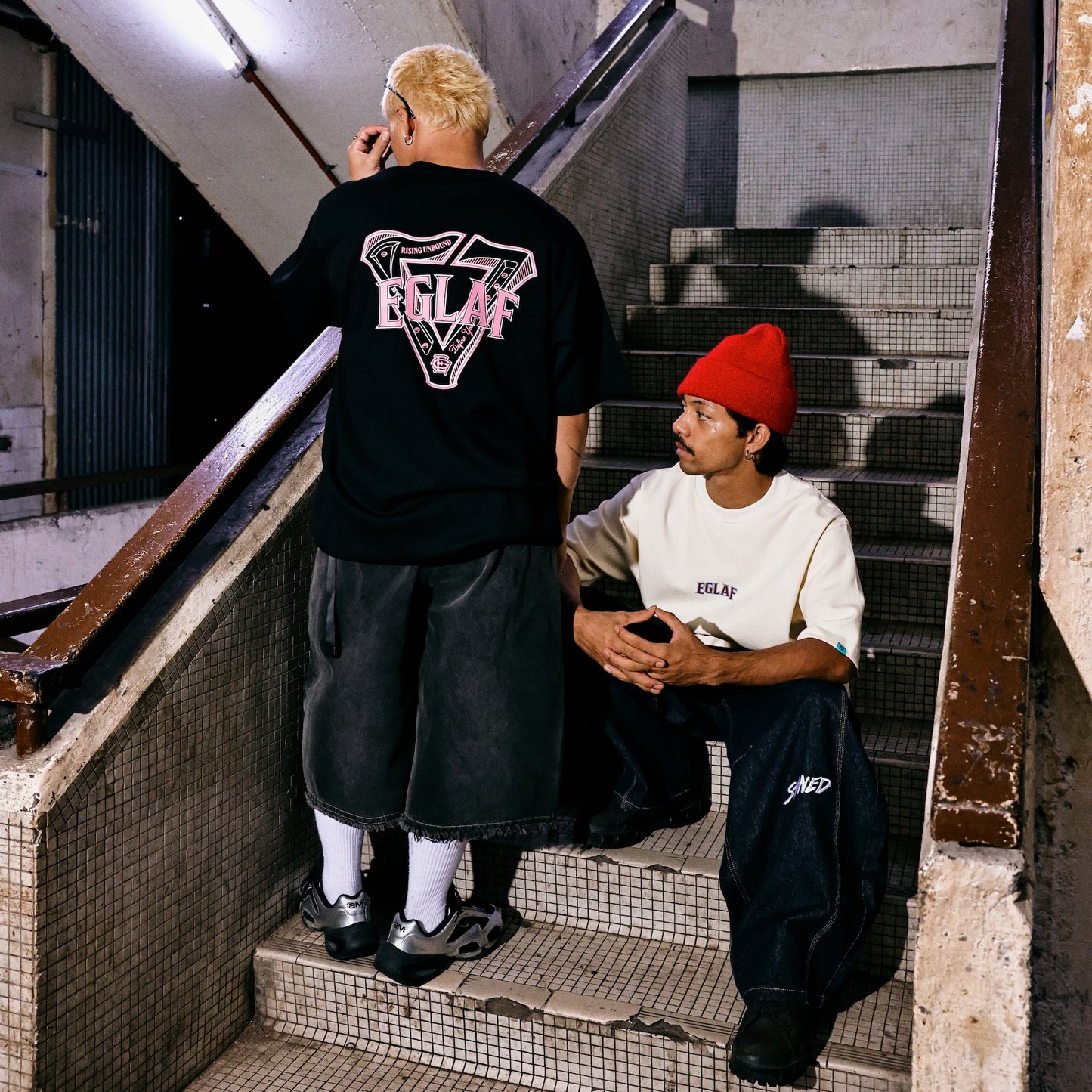 EGLAF | RU Triangle Logo Tee Cream White