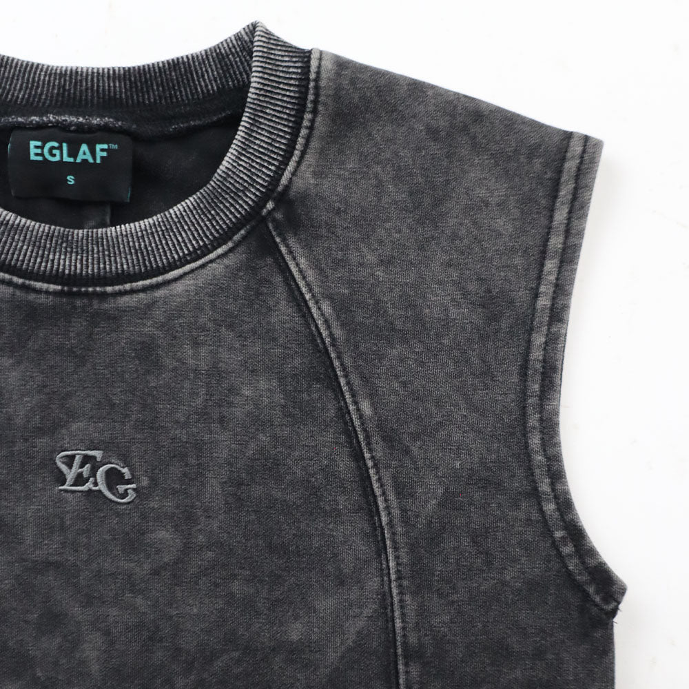 EGLAF | MV Washed Sleeves Crop Top Black