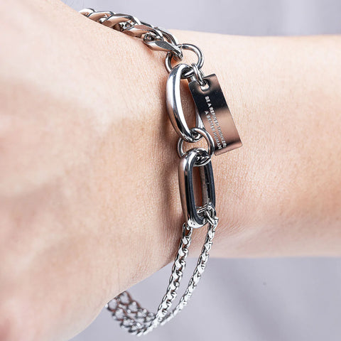 DR MISTER | OS-LINKED DUO CHAIN BRACELET - SILVER