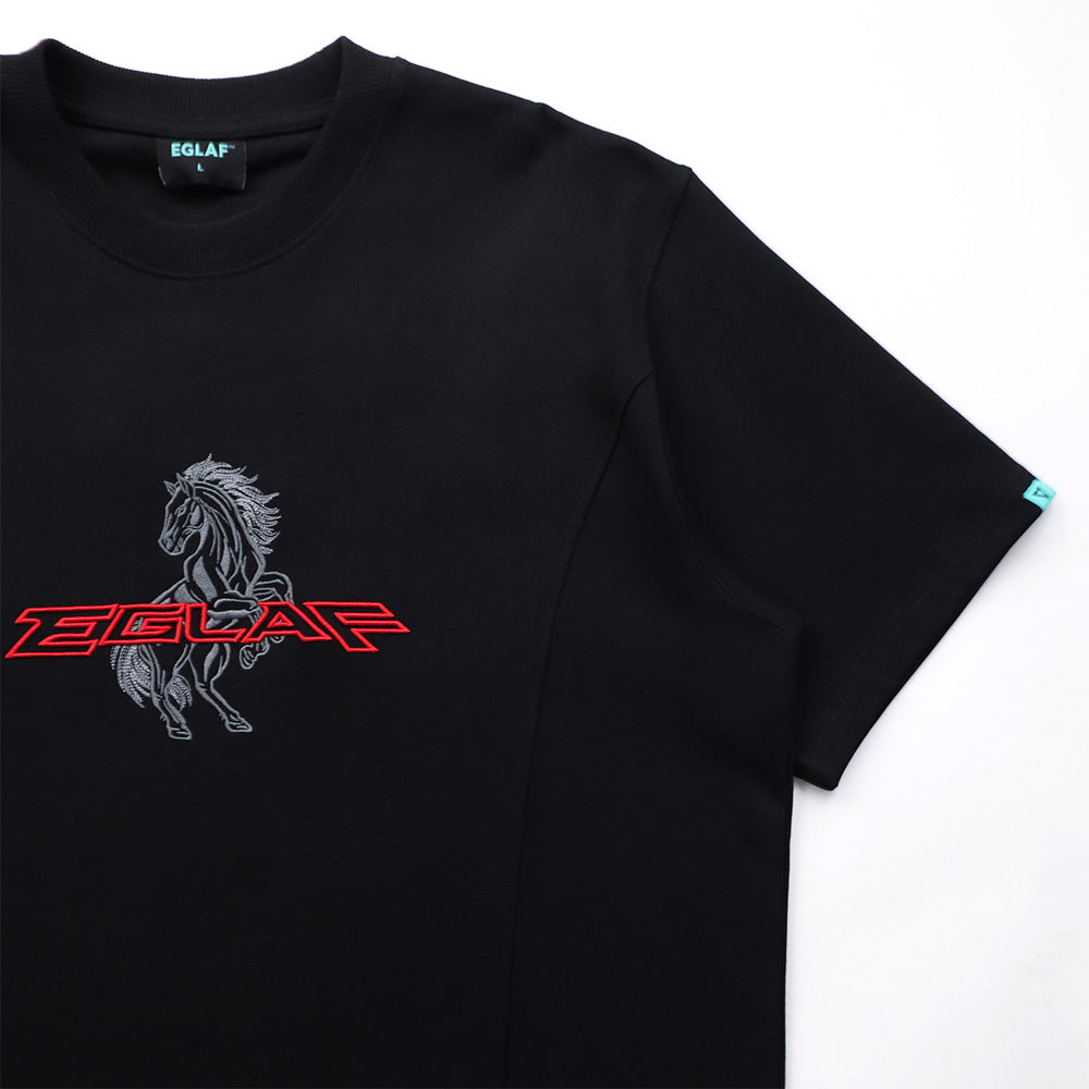EGLAF | RU Chest Embroidery Tee Black - SWAGANZ