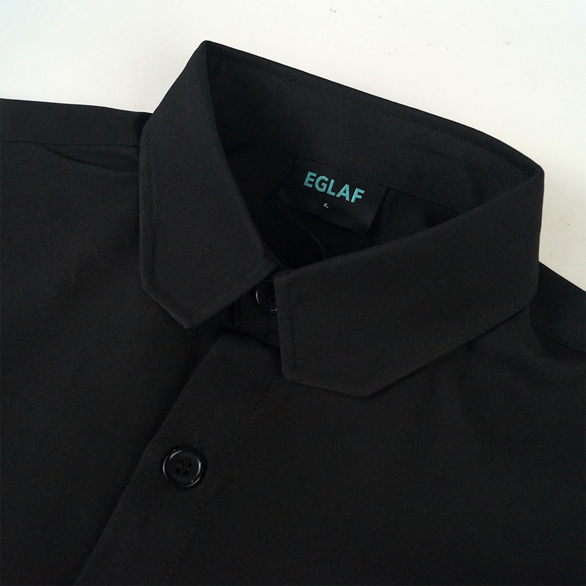 EGLAF | RU Embroidery Chest Logo Shirt Black - SWAGANZ