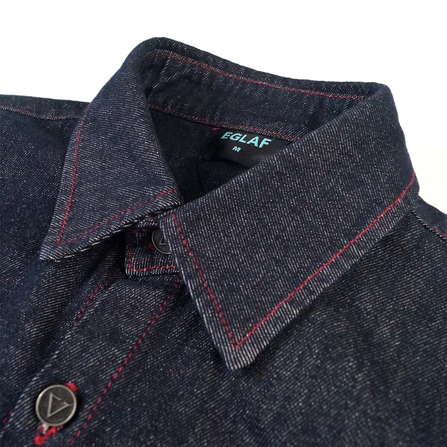 EGLAF | RU Loose Fit Denim Shirt Dark Blue - SWAGANZ