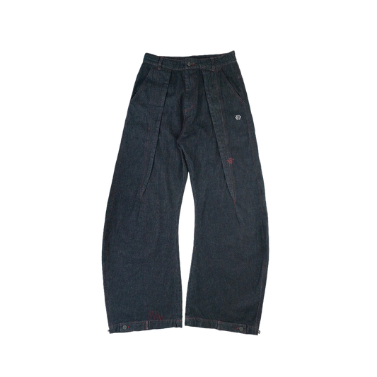 EGLAF | RU Wide Leg Denim Pants Dark Blue