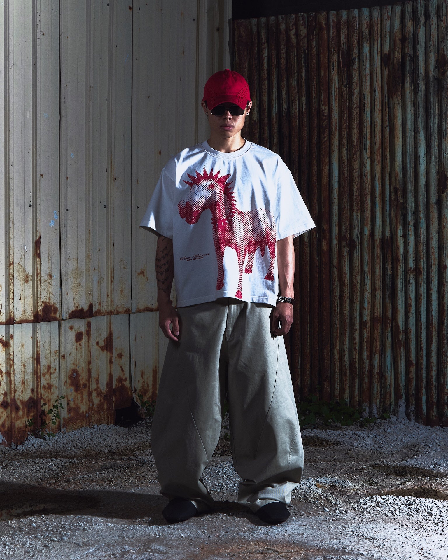 SOCIETY | Aerodyne Int Chcky Horse Tee White - SWAGANZ