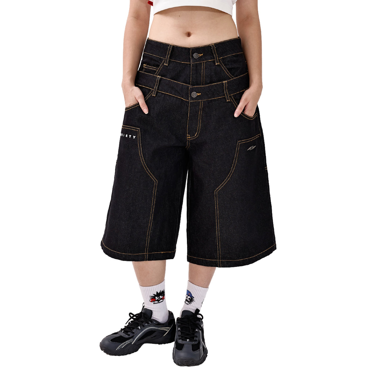SOCIETY | Form 010 Utility Denim Shorts Black - SWAGANZ
