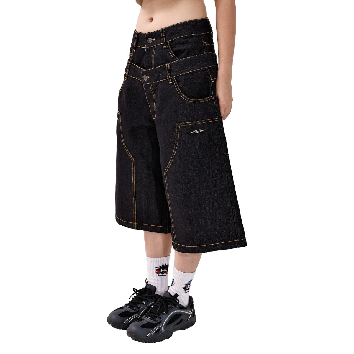 SOCIETY | Form 010 Utility Denim Shorts Black - SWAGANZ