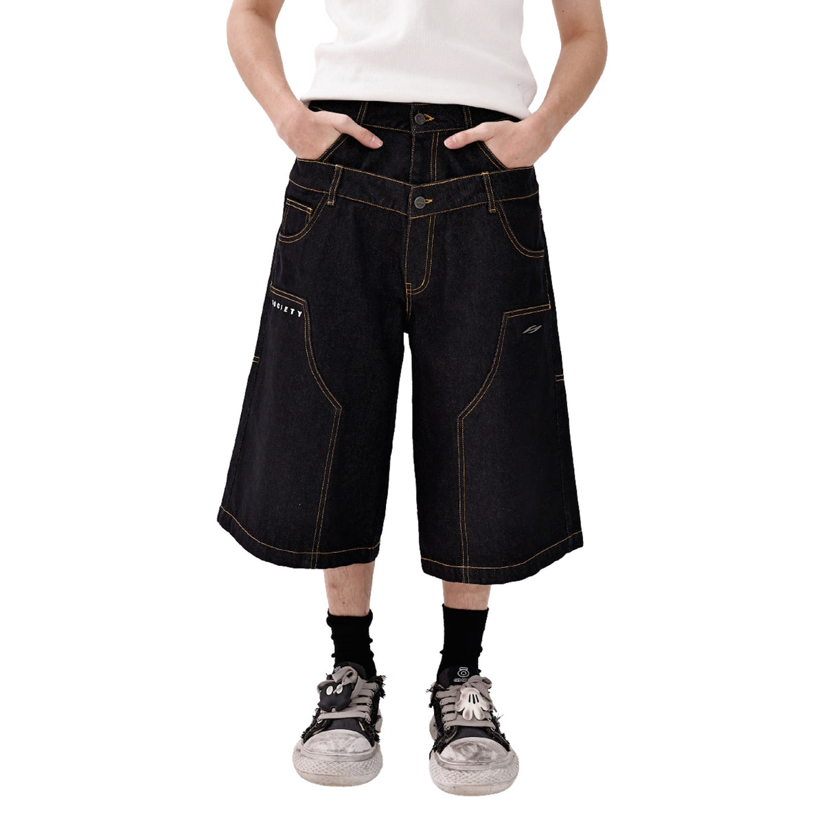 SOCIETY | Form 010 Utility Denim Shorts Black - SWAGANZ