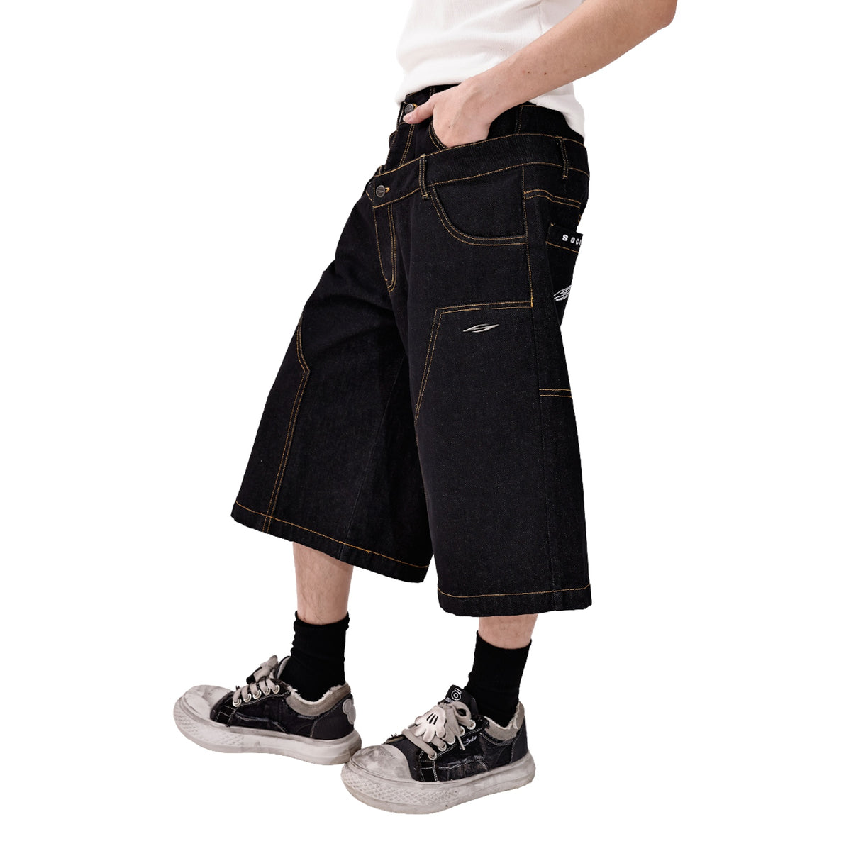 SOCIETY | Form 010 Utility Denim Shorts Black - SWAGANZ