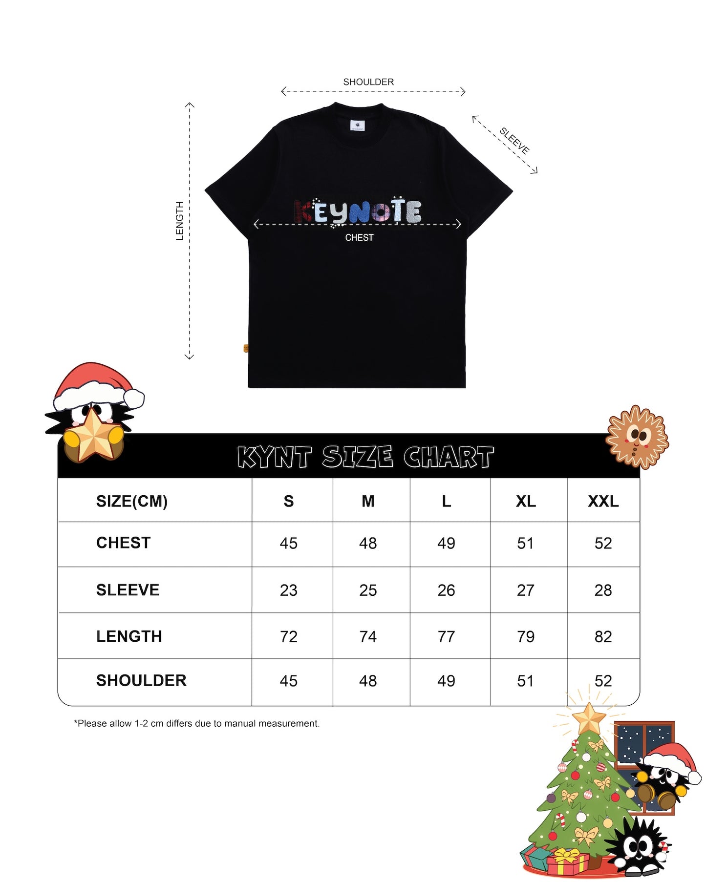 KEYNOTE | Holiday Patchwork Tee Black