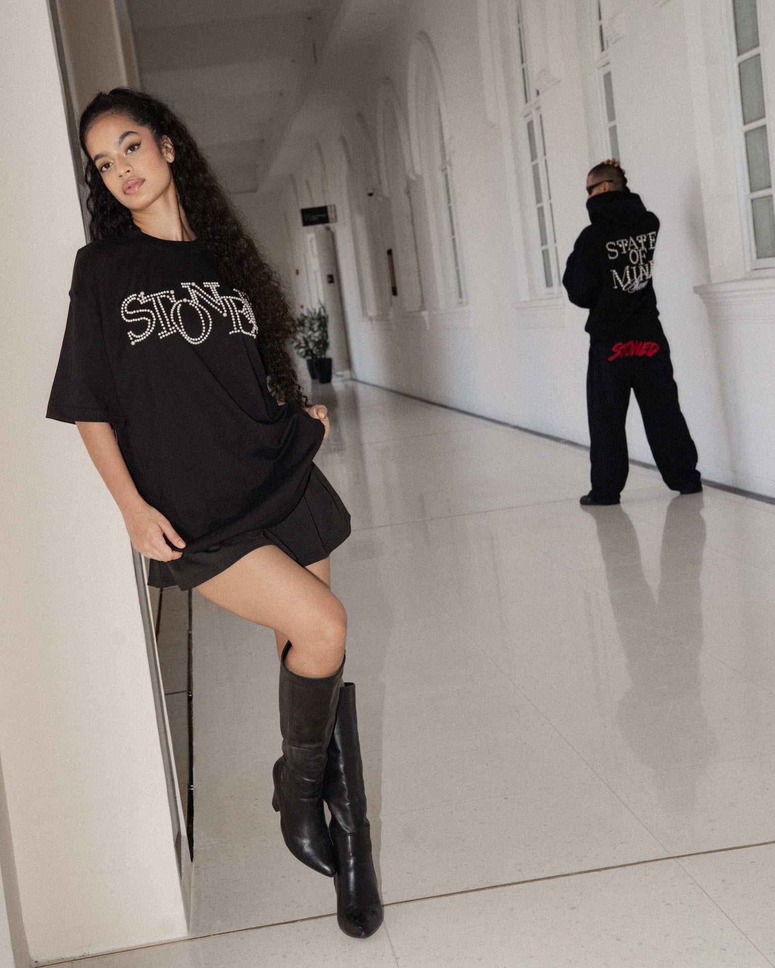 STONED | Finish Pearl logo Tee Black - SWAGANZ