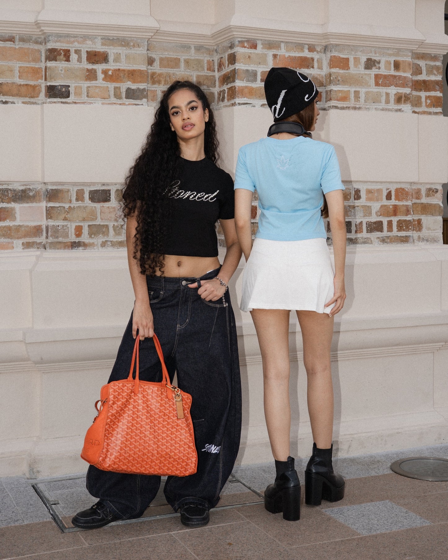STONED |  Cursive Pearl Crop Top Blue - SWAGANZ