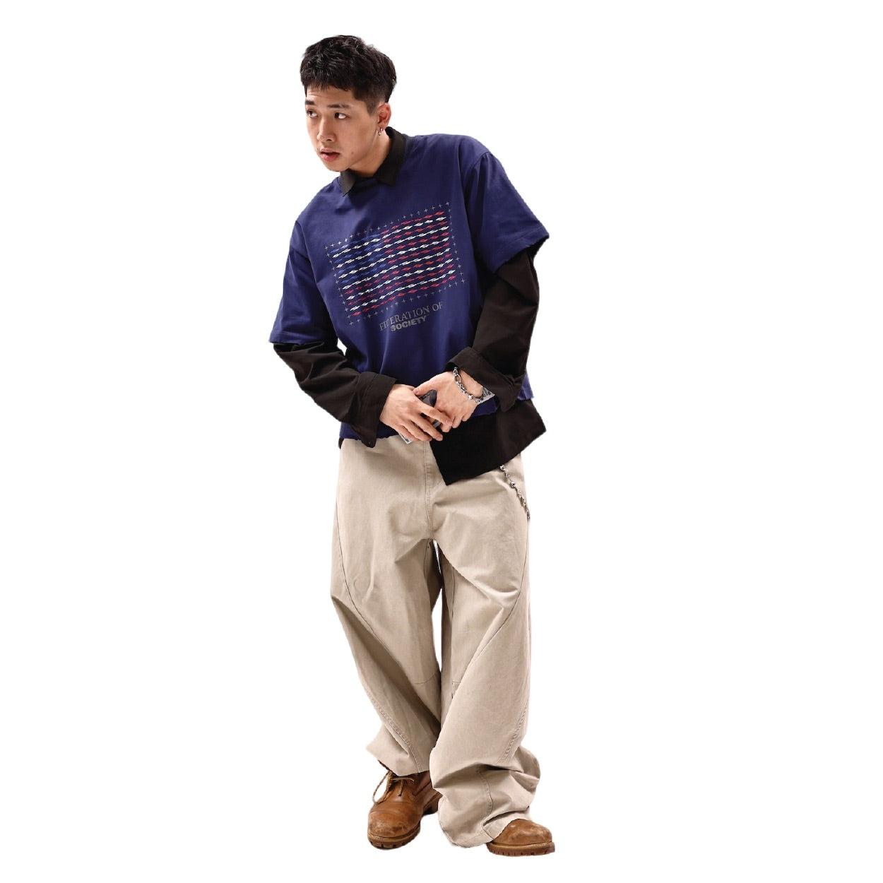 SOCIETY | Orda Mechanica Flag Tee Navy - SWAGANZ