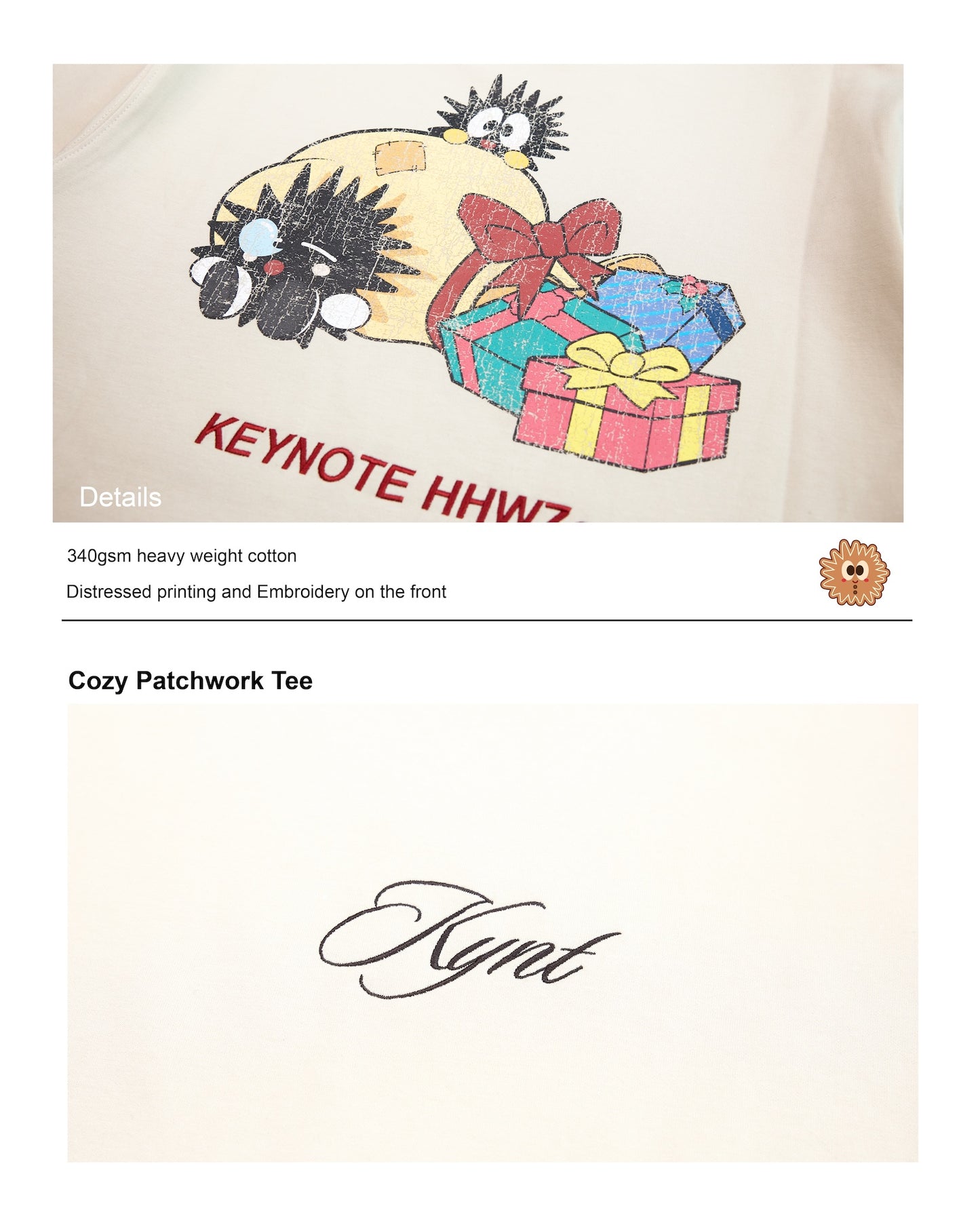 KEYNOTE | Cozy Patchwork Tee Beige