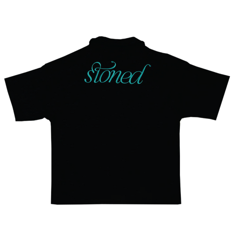 Stoned Blessed 24 | Waffle Polo Tee Black