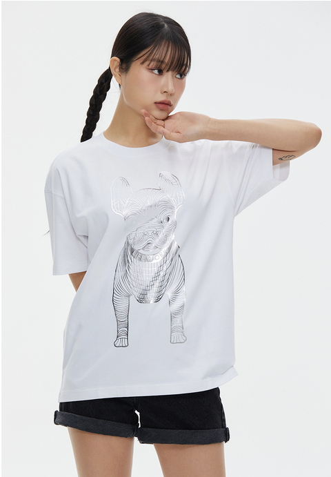 LifeWork | Gold Silver Dog S/S T-Shirt White Silver