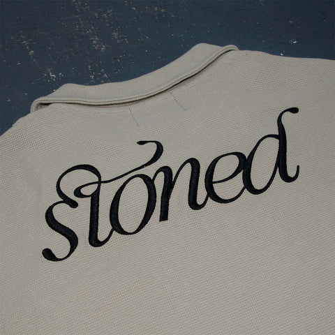 Stoned Blessed | Waffle Polo Tee Beige