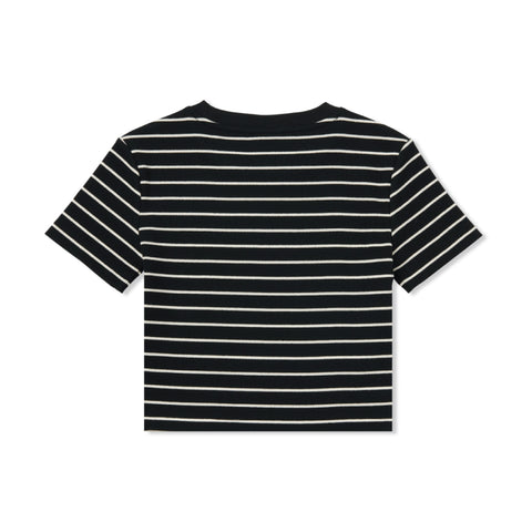 NERDY | Women's Striped Cropped T-shirt Black