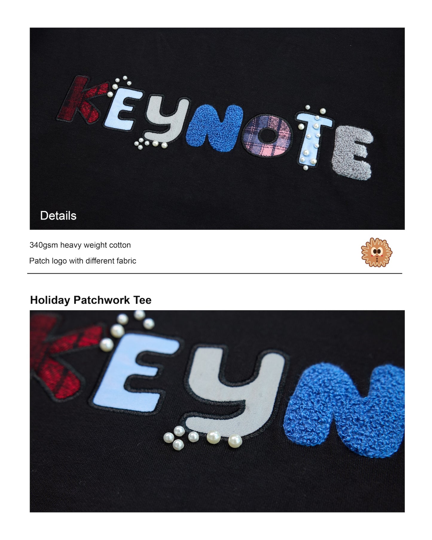 KEYNOTE | Holiday Patchwork Tee Black