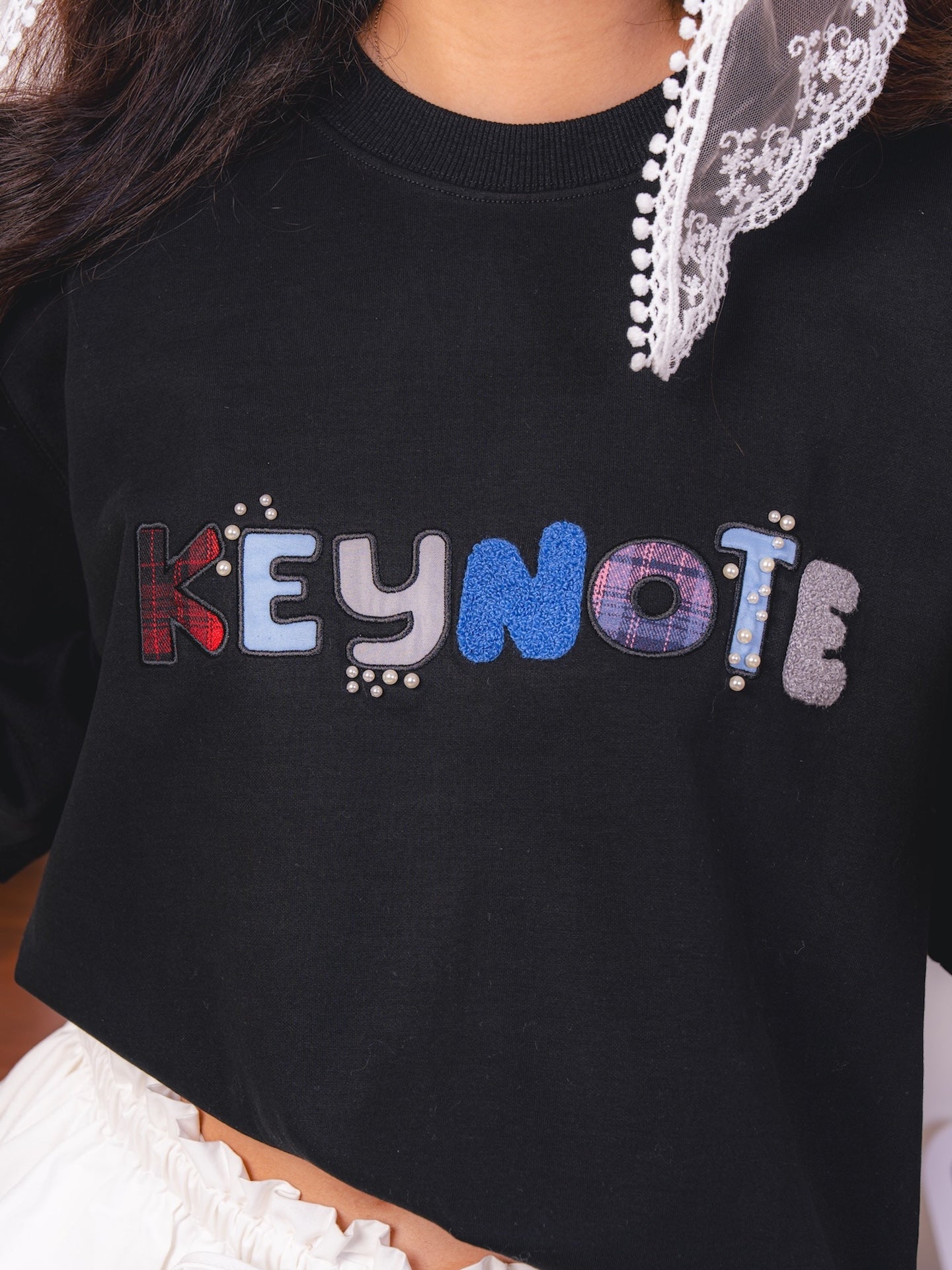 KEYNOTE | Holiday Patchwork Tee Black - SWAGANZ