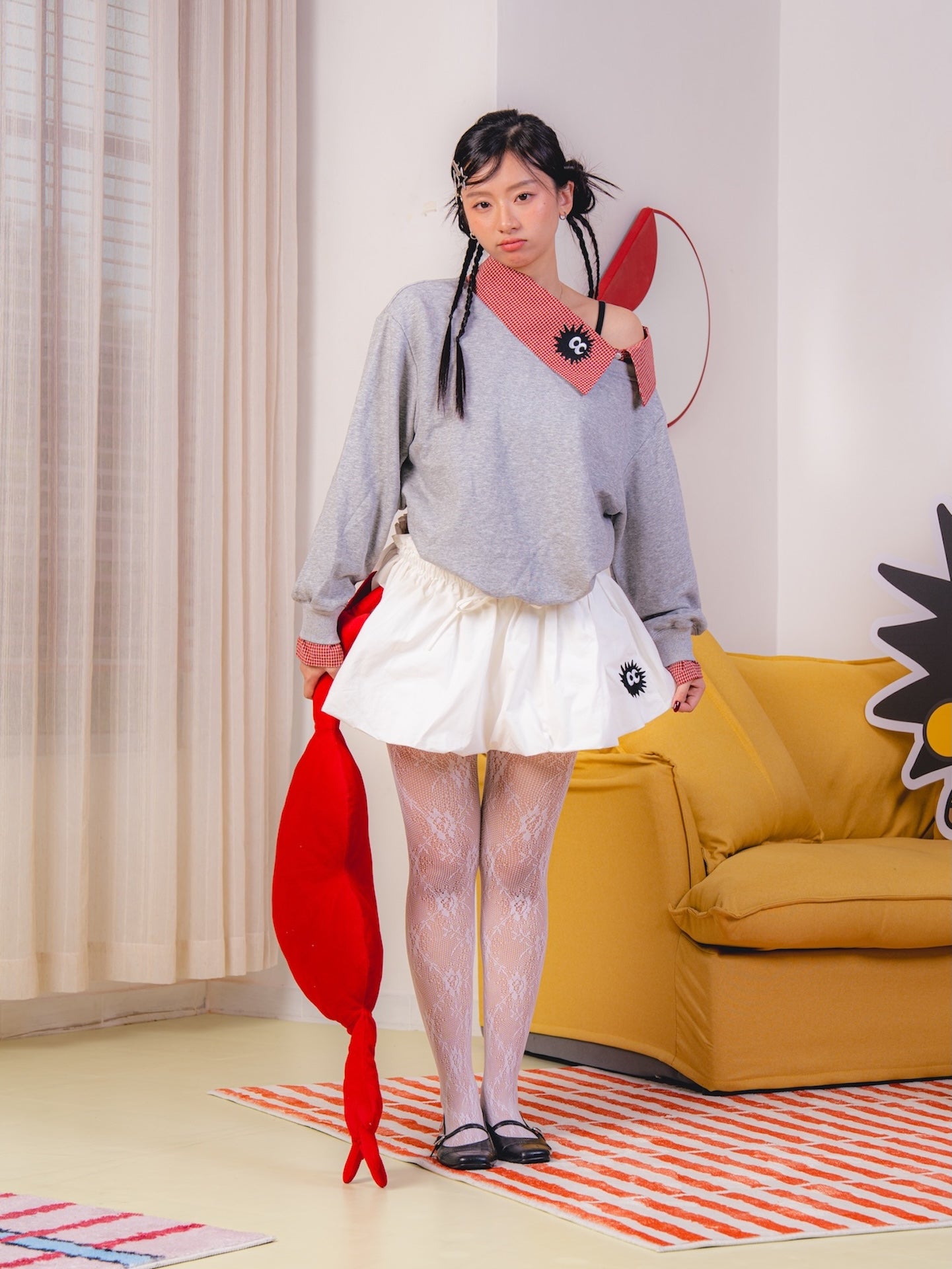 KEYNOTE | Convertible Zip Polo Tee Grey / Red - SWAGANZ