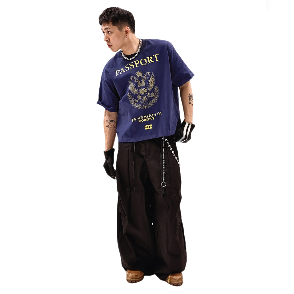 SOCIETY | Orda Mechanica Passport Tee Navy - SWAGANZ