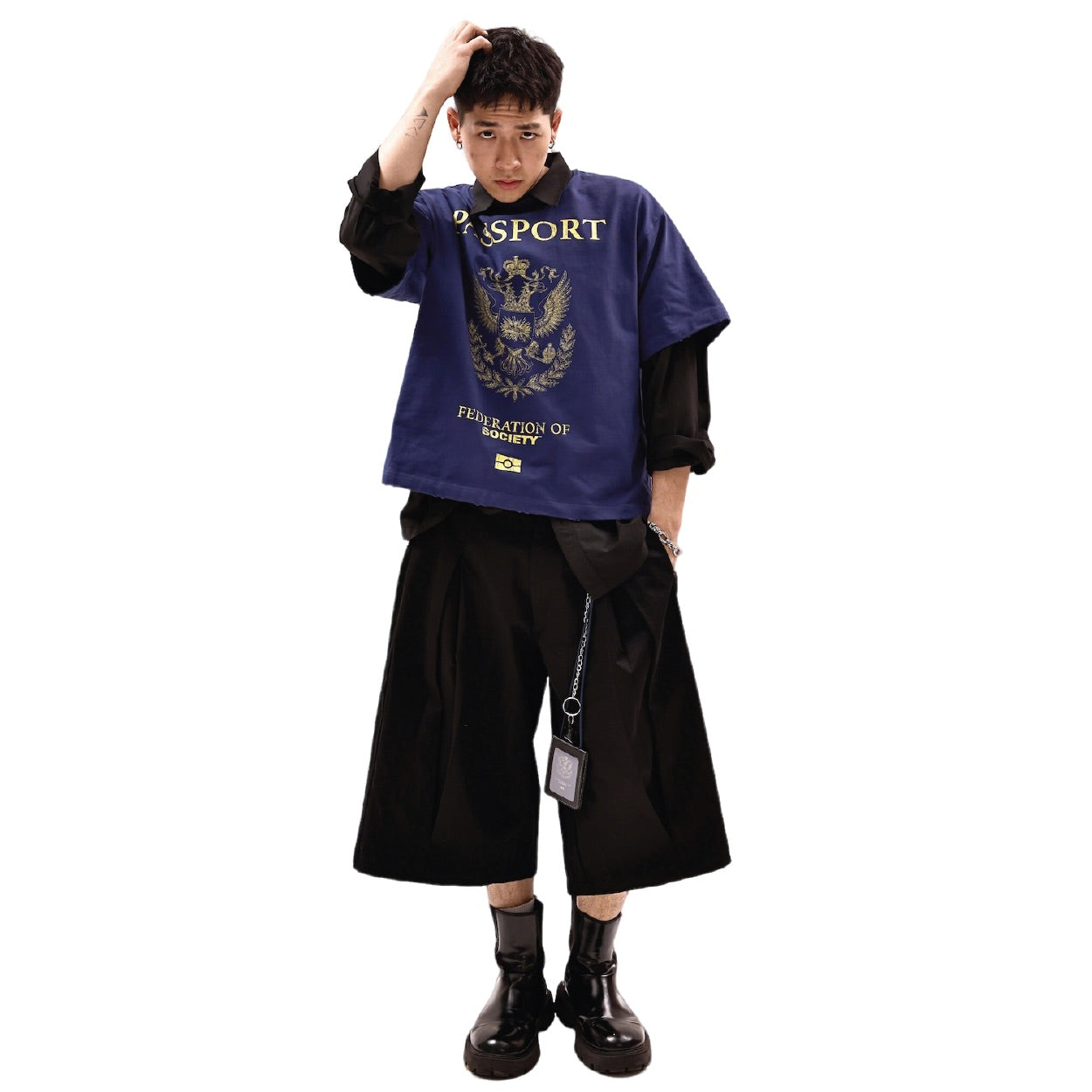 SOCIETY | Orda Mechanica Passport Tee Navy - SWAGANZ