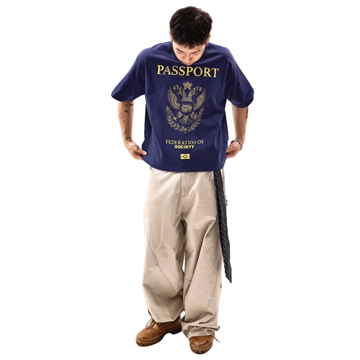 SOCIETY | Orda Mechanica Passport Tee Navy - SWAGANZ