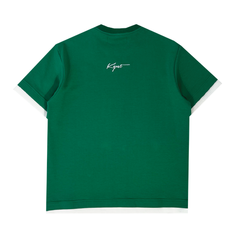 KEYNOTE | Patchwork Sleeve Smiley Embroidery Tee Green