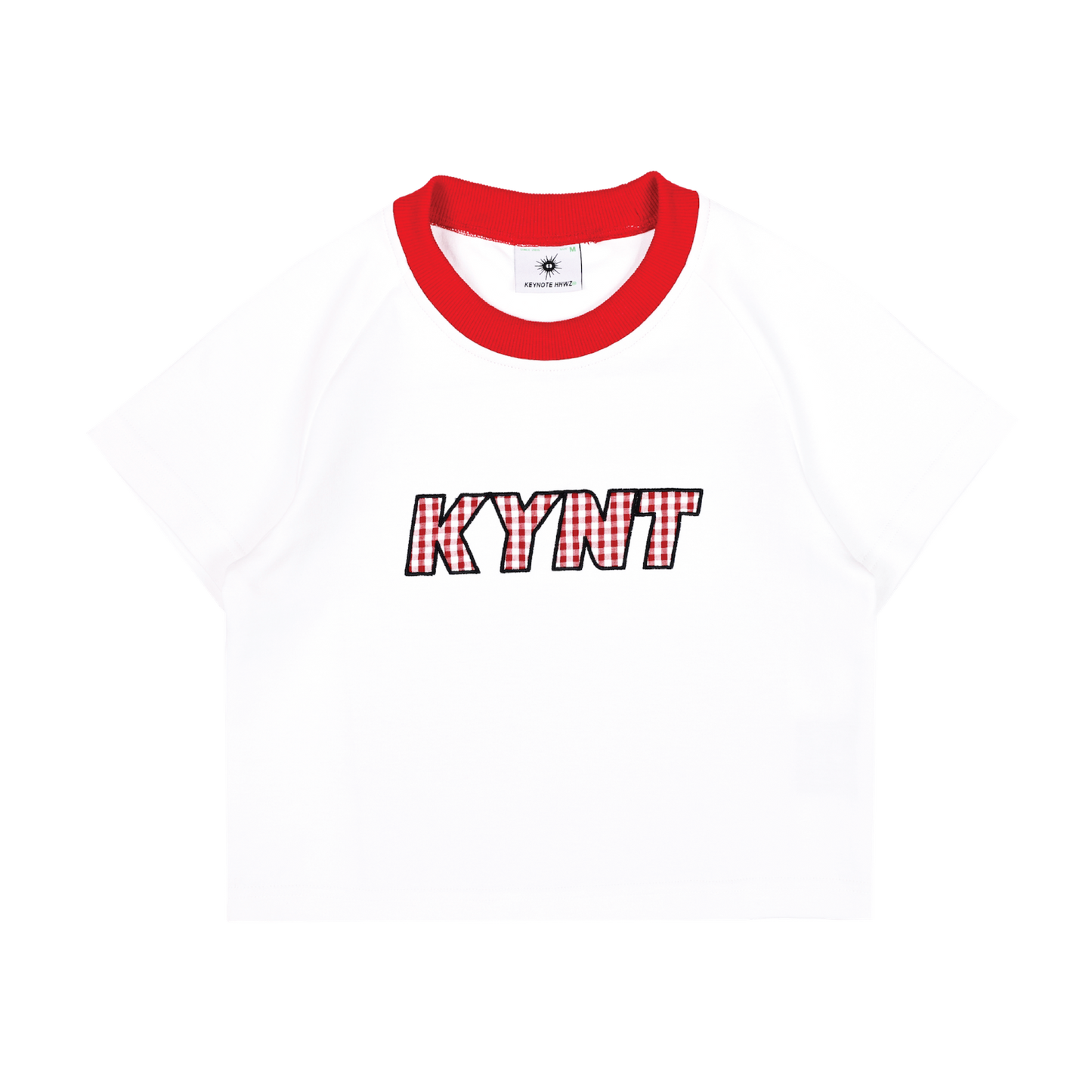 KEYNOTE | Ki-Goal Plaid Logo Crop Top White - SWAGANZ