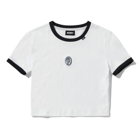 NERDY x DISNEY | Badge Cropped T-Shirt White